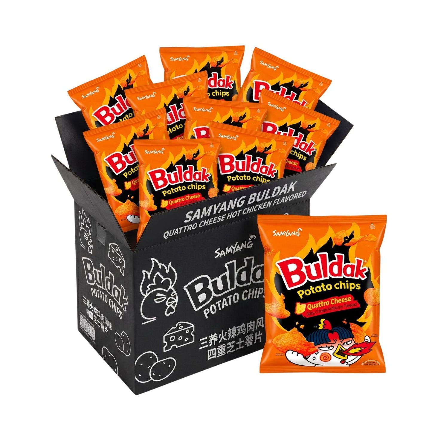 Buldak Potato Chips Quattro Cheese | 120g x 12 | KOREA