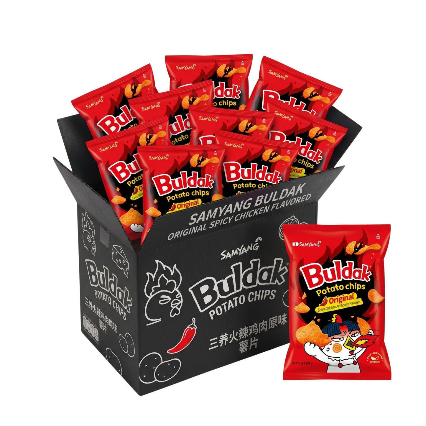 Buldak Potato Chips Original | 120g x 12 | KOREA