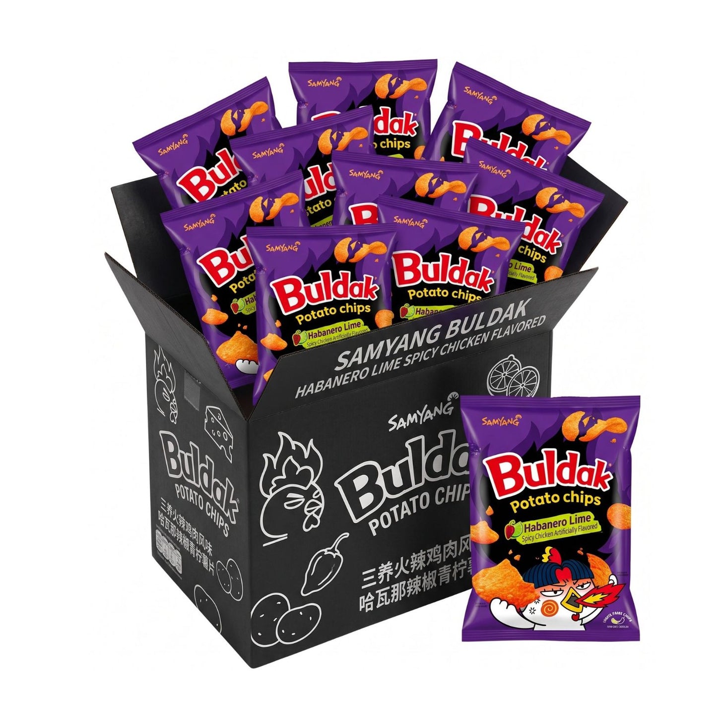 Buldak Potato Chips Habanero Lime | 120g x 12 | KOREA