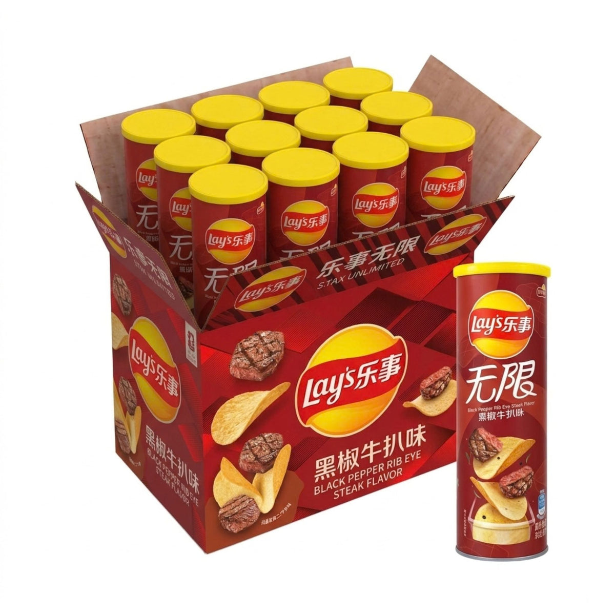Lay's Black Pepper Ribeye Steak 90g x 24 | CHINA