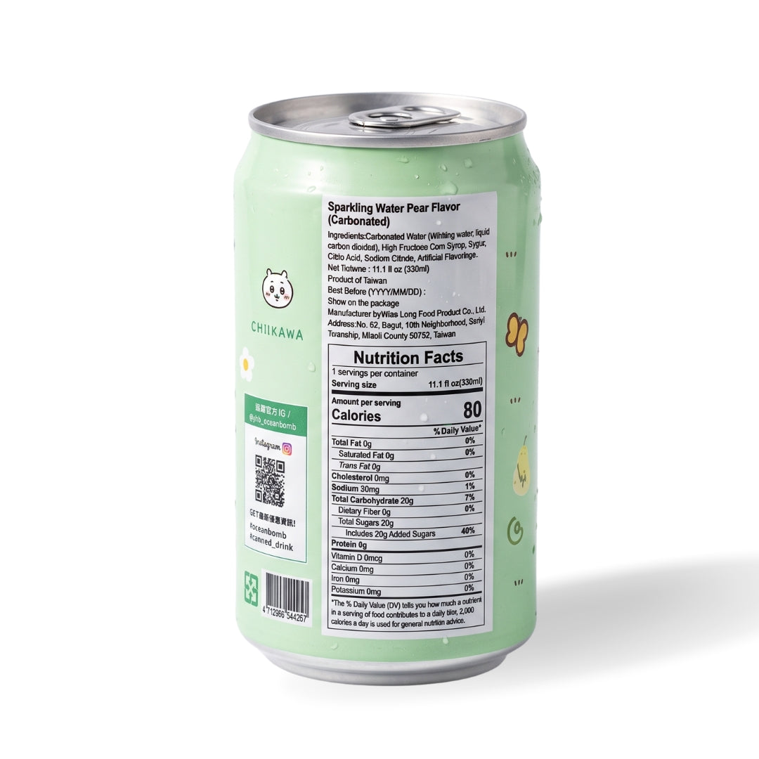 Ocean Bomb Chiikawa Pear Sparkling Water 330ml x 24 | CHINA