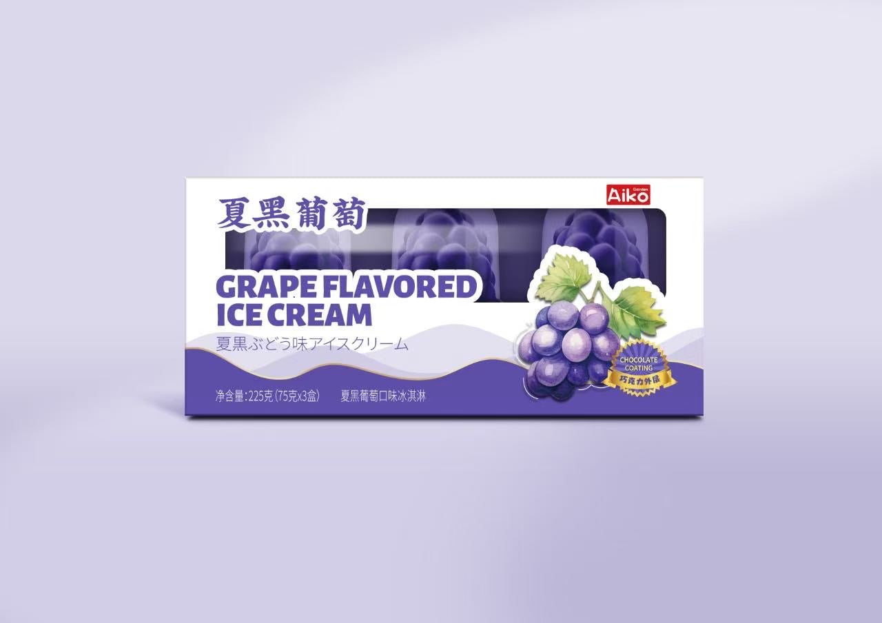Packaging of Aiko Grape Flavored Ice Cream 
