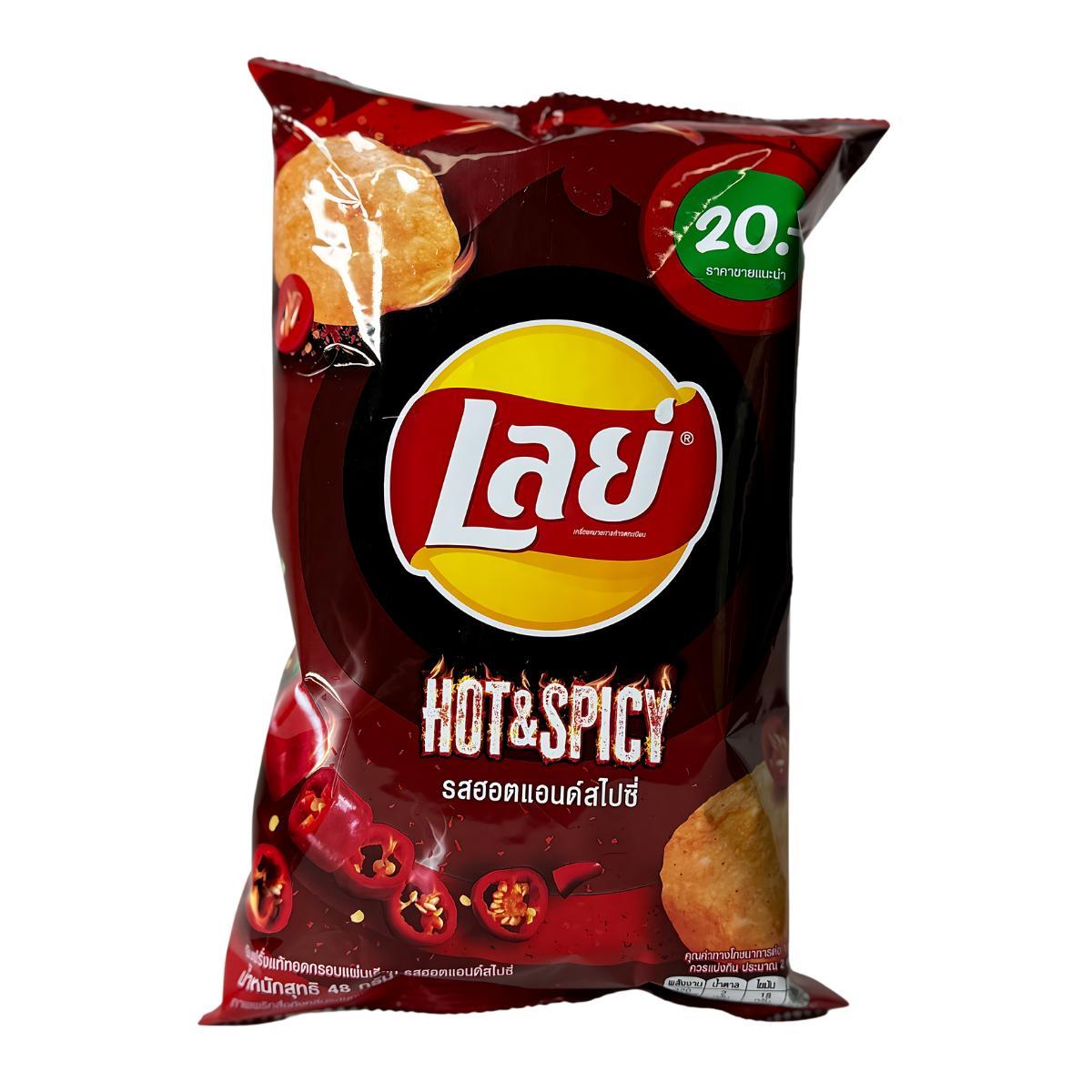A bag of Lay's Hot & Spicy potato chips